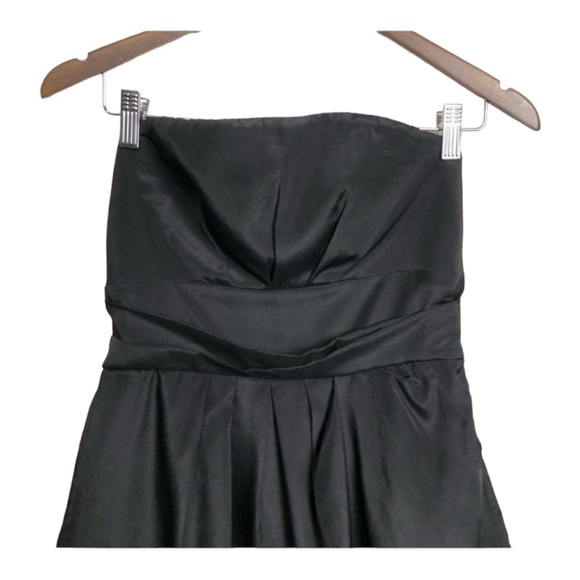 Lulumari Vintage Black Satiny Strapless Mini Length Fit Flare Ruffle Dress Med - Picture 5 of 9